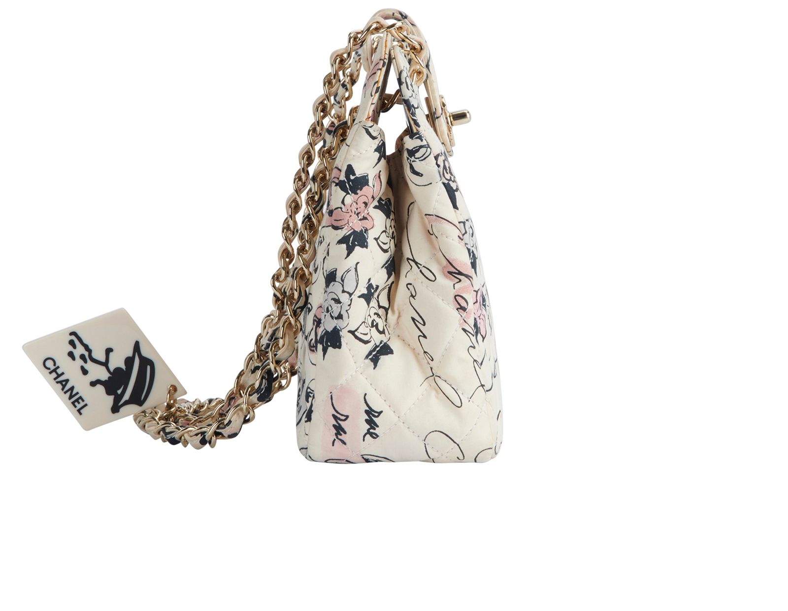 CC Coco Graffiti Cambon Shoulder Bag, &pound;1,500, Handbags, Cream/Pink, Fabric, Side view